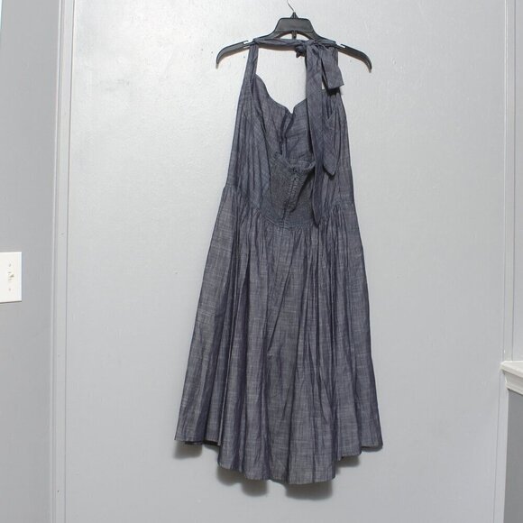 EShakti chambray halter tie neck sweetheart neck midi dress - Picture 2 of 11